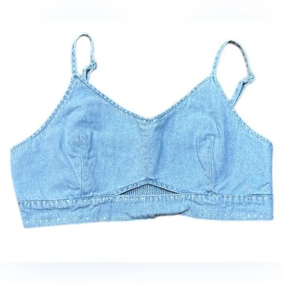 House of Harlow 1960 Tops - House of Harlow 1960 Denim Rhinestone Cami Bra bralette Size 8